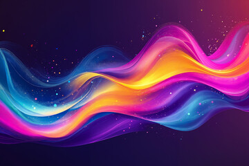 A colorful abstract background with wavy lines and stars