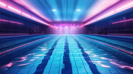 Fototapeta premium Water pool interior. Swimming pools, sporting swim lanes for kids and adults. Recreation or sport zones background