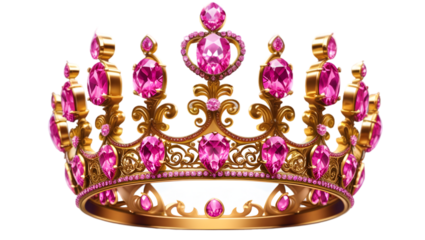 golden and pink crown isolated on white