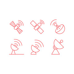 Satellite dish concept vector illustration icons set.