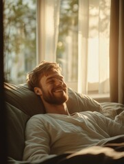 Smiling Man in Bed