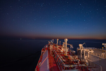 LNG vessel crossing the atlantic ocean good weather and skyview