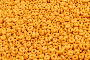 Corn-flakes background and texture. Top view.