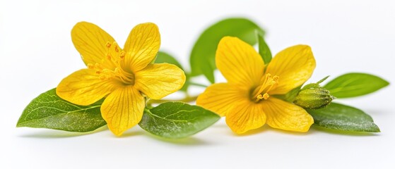close-up of two yellow st. john's wort flowers