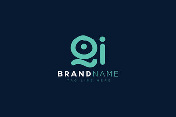 Obraz premium Q and I logo design. QI abstract Letters Logo Monogram. This logo design is the process of creating a visual symbol that represents a brand, company, or individual.
