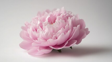 close up of a blooming pink peony flower