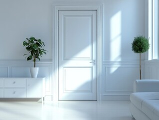 Bright Modern Living Room with Sunlight Streaming Through Sliding Glass Door