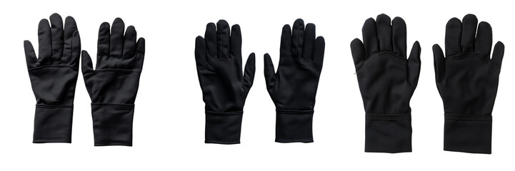 set of A black gloves made of cotton fabric, PNG format Transparent Background 