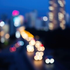 bokeh blue of  Blurred bokeh light in city on night background  abstract bokeh light background bright   emotional harmonious vignette 