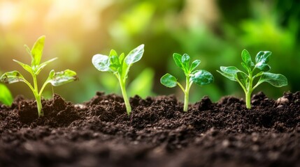 Organic Seedlings Growing in Natural Lighting