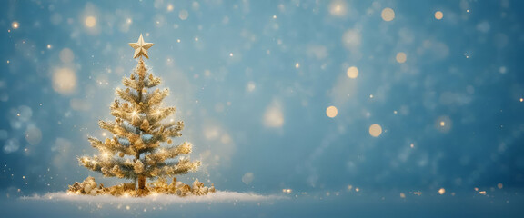 christmas tree on the snow background