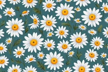 seamless daisy flowers on a blue background