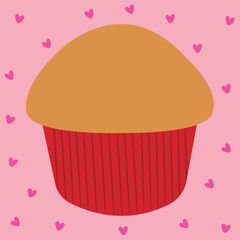 Kawaii panque muffin Traditional Mexican food Vector illustration of sweet Mexican bread on pink background