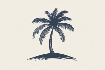 Obraz premium nature-inspired logo design, simple palm tree doodle icon on white background for logo or branding