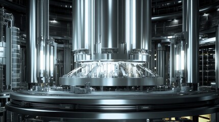 Obraz premium Advanced nuclear reactor design industrial facility 3d visualization futuristic environment close-up view energy innovation