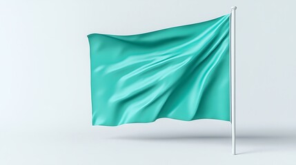 Light teal blank flag in a crisp, rectangular form on white