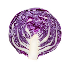 halved red cabbage on transparent background