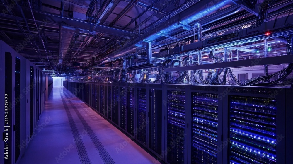 Poster data center operations technology hub infrastructure management high-tech environment digital networ