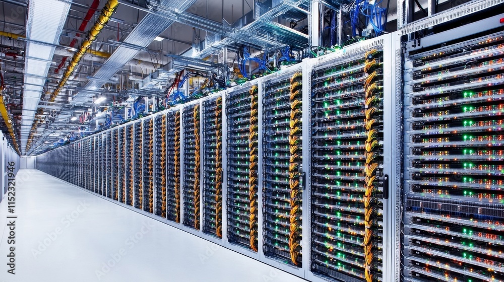 Poster data center operations technology infrastructure server management digital environment wide angle vi