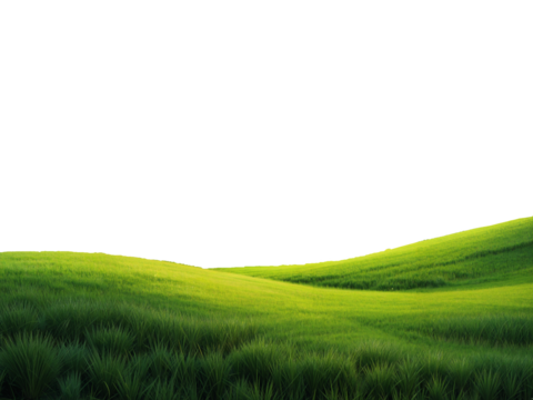 green grassland landscape cut out isolated on or transparent background