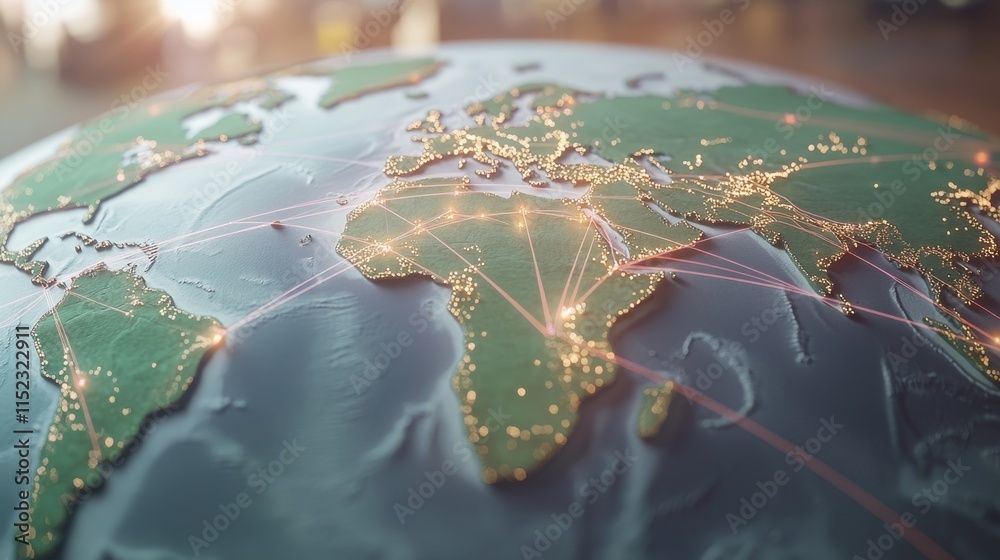 Poster global connectivity visualization digital world map infographic technological environment aerial vie