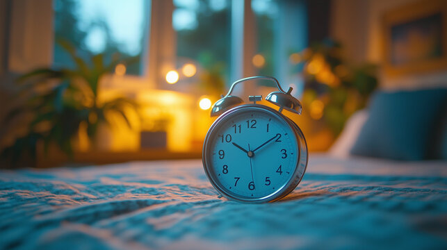 A smartphone alarm app displaying a wake-up time with motivational text.