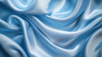 Fototapeta premium Abstract background featuring flowing blue silk satin fabric creating a sense of elegance and luxury