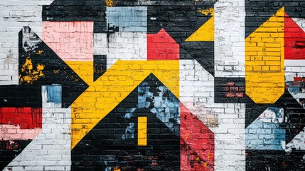 Fototapeta premium Urban art, with the theme of a hipster cyberpunk. Predominantly yellow and black colors. Mural on a very tall building. white background.