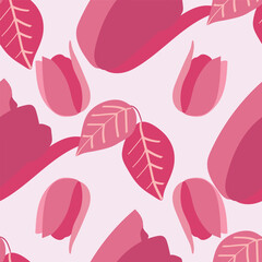 Vector Tulips Seamless Pattern. Tulip flowers Repeat pattern, great for textile, wallpaper, packaging, backdrop, background, paper designs