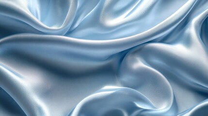Obraz premium Luxurious blue silk fabric with rich satin texture creating elegant waves and folds for background