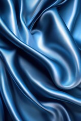Obraz premium Luxurious blue silk fabric background with elegant satin texture and gentle folds