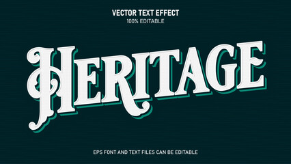 Heritage text style vintage editable text effect