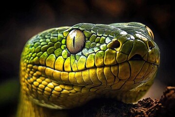 Obraz premium Detailed Study of the Green Anaconda's Features