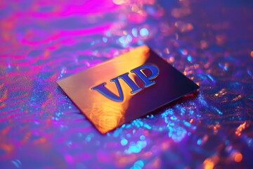 VIP Card on Colorful Abstract Background with Iridescent Lighting Effects Highlighting Luxury, Exclusivity, and Premium Experience in Modern Aesthetic