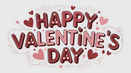 Happy valentine's day bold typography art with multicolored heart accents on a white backdrop, ideal for romantic holiday-themed designs, february 14 greeting cards, and festive visual inspiration