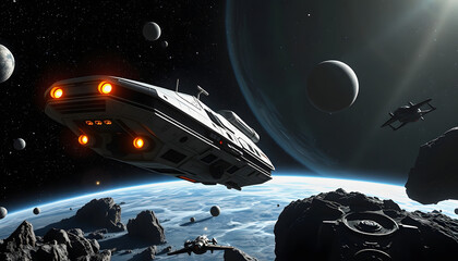 Starship Space book cover-, cinematic, with white tones