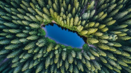 Fototapeta premium Scenic Forest Surrounding Tranquil Water Body