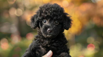 A portrait of a black puppy