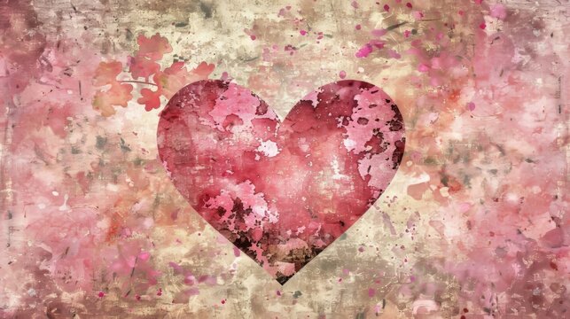 Charming pink watercolor heart card design featuring ample copy space for personalization