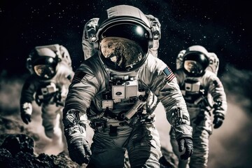 Fototapeta premium Life aboard a spacecraft: astronauts' experiences in deep space.