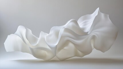 flowing white fabric in studio lighting