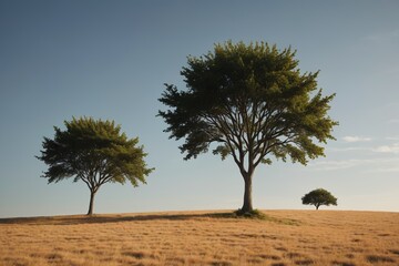 Obraz premium there are two trees that are standing in the middle of a field