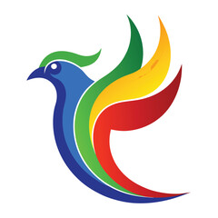 Fototapeta premium A flying dove silhouette, a vector illustration and icon, symbolizes peace and freedom