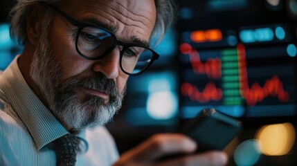 Busy Businessman Monitoring Financial Data