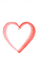 Fototapeta premium A delicate watercolor heart outline in soft red tones on a white background. Ideal for romantic and artistic projects.