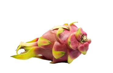 Pitaya or Dragonfruit Isolated on White Background with Copy Space, Also Known as Pitahaya