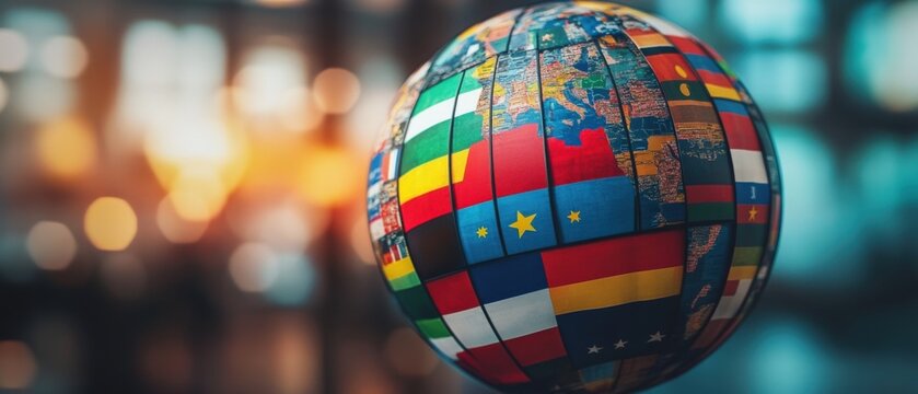 globe with many different flags