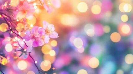Blossoming spring flowers outdoor garden nature photography colorful bokeh close-up view vibrant beauty
