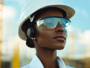 Professional Construction Worker in VR Headset