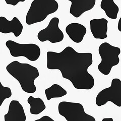 Black and white cow skin pattern showcases organic shapes perfect for various design projects. Seamless  background.